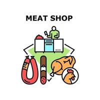 ilustración de color de concepto de vector de mercado de tienda de carne