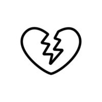 broken heart icon vector. Isolated contour symbol illustration vector