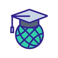 Cap graduate and globe icon vector. Isolated contour symbol illustration vector