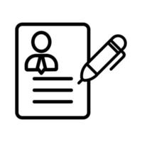 write a resume icon vector. Isolated contour symbol illustration vector