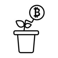 The rise of bitcoin icon vector. Isolated contour symbol illustration vector