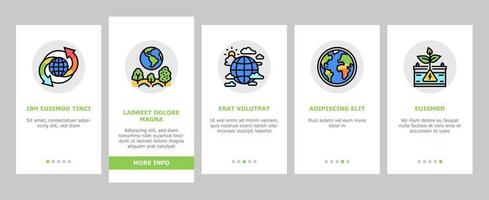 Climate Change And Environment Onboarding Icons Set Vector
