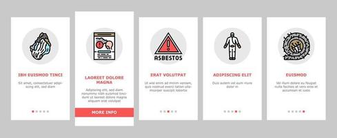 Asbestos Material And Problem Onboarding Icons Set Vector