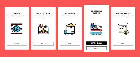 Circular And Linear Economy Model Onboarding Icons Set Vector