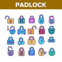 Padlock Security Tool Collection Icons Set Vector