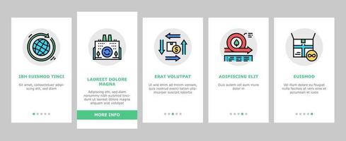 Circular And Linear Economy Model Onboarding Icons Set Vector