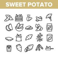 Sweet Potato Batata Collection Icons Set Vector