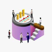 Simple business isometric illustration. Concepts of business analysis, analytics, research, strategy statistics, planning, marketing. Isometric business analyst vector