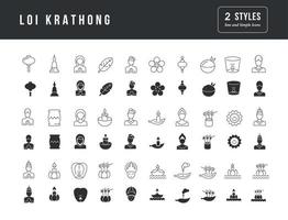 vector iconos simples de loi krathong