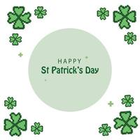 Pixelart St patricks day Pixelated shamrock poster template vector