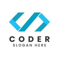 plantilla de logotipo de codificación con fondo aislado vector