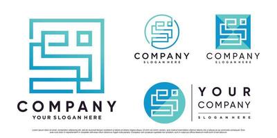 establecer colección de plantilla de logotipo de letra s para negocio con concepto creativo vector premium