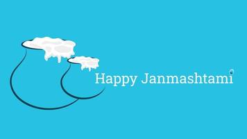 Happy Janmashtami vector illustration created in blue color with simple dahi handi object.