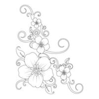 arte lineal de flores, ilustración floral vector