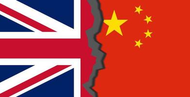 Flags of United Kingdom and China, United Kingdom vs China in world war crisis concept photo