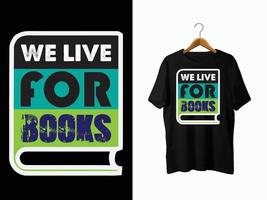 diseño de camiseta de amante de los libros vector