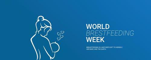 Breastfeeding week newborn baby and mother illustarion vector