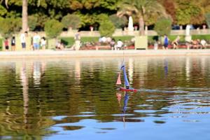 Photo on theme of lonely toy boat