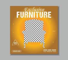 Modern furniture social media banner or furniture sale post template vector