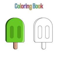 Coloring book. Cartoon ice cream for kids activity colouring pages. Vector illustration