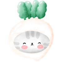 Cute cat vegetable png