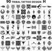 elemento de conjunto de vector de paquete tribal de estilo de piel de colección de diseño de tatuaje