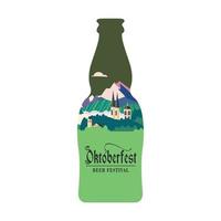 A bottle of beer. Vector colorful illustration. Beer festival, Oktoberfest.