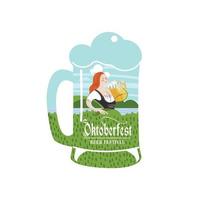 A beer mug. Vector illustration for the Oktoberfest beer festival