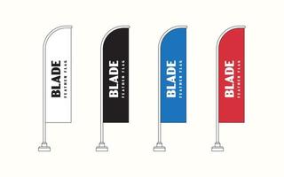 Set of Blank Blade Promo Flags, Vector Template. Collection of Minimalistic Feather Promotional Bow Flags for Events.