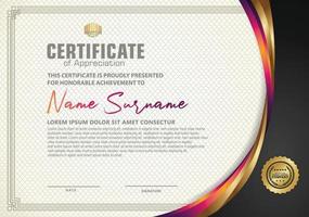 Luxury certificate template with curved line shape ornament modern pattern,diploma. Vector illustration