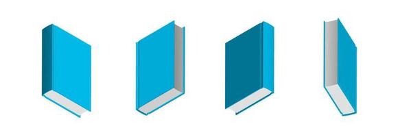 Set of closed blue books in different positions for bookstore vector