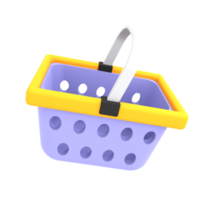 Ecommerce icon shopping basket 3d illustration png