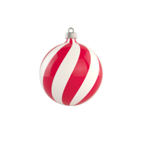 Christmas tree toy red and white color stripes 3d render png