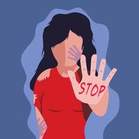 women with stop sign on her hand vector
