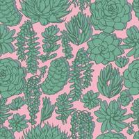 various succulents vector seamless pattern