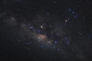 Close up milky way galaxy with stars and space dust in the universe, Long exposure photograph, with grain. photo