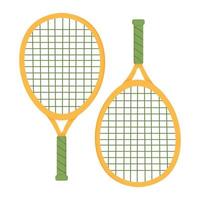 Rackets for playing badminton. Flat doodle clipart. All objects are repainted. vector
