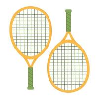 raquetas para jugar al bádminton. imágenes prediseñadas de garabatos planos. Todos los objetos están repintados. vector