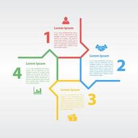 plantilla de diseño infográfico con ilustración de vector de concepto de negocio con 4 pasos u opciones o procesos representan flujo de trabajo o diagrama