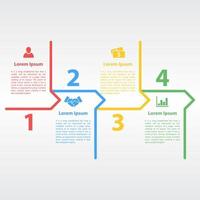 plantilla de diseño infográfico con ilustración de vector de concepto de negocio con 4 pasos u opciones o procesos representan flujo de trabajo o diagrama