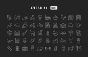 Set of linear icons of Azerbaijan vector