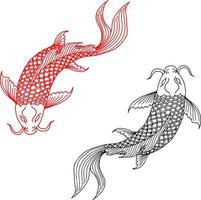 Design Vector Asian Gold Fish Outline