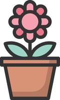 Flower Pot icon line color vector illustration