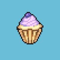 Editable vector sweet cupcake ice cream icon pixel art illustration for game development, game asset, web asset, graphic design, and printed purpose.