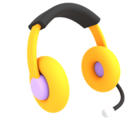 icono de comercio electrónico de ilustración de auriculares amarillos 3d png