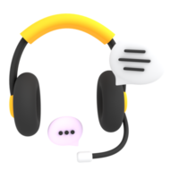 Atendimento ao cliente 3D com discurso de bolha e ilustração de comércio eletrônico de ícone falante png