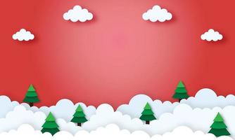 Merry Christmas and Happy New Year. Christmas background with  Paper art style. vector