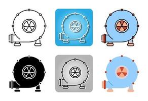 Ventilating fan or Blower  icon set isolated on white background for web design vector