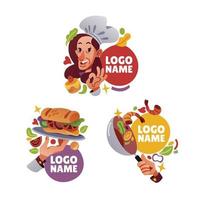 diseño de logo de chef con personajes vector