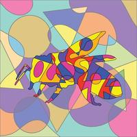 abstract colorful insects design cubism surrealism style premium vector